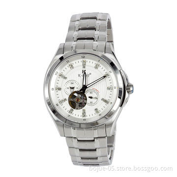 White and silvery mechanical watch